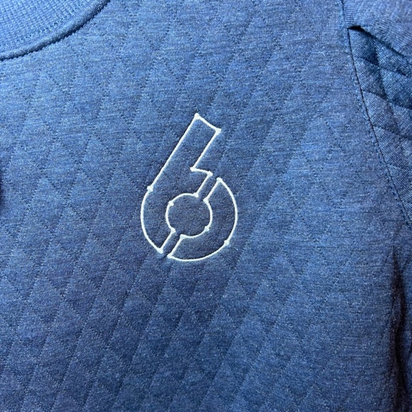 Marine Layer Womens Corbet Puff Sleeve Sweatshirt Blue Quilted Embroidery Medium - Picture 6 of 16